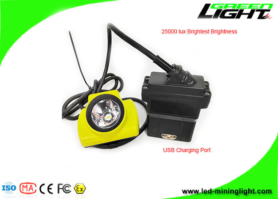 13600 MAh LED Miner Cap Lamp IP68 مقاوم للماء 25000 Lux لوكس كشافات لعمال مناجم الفحم