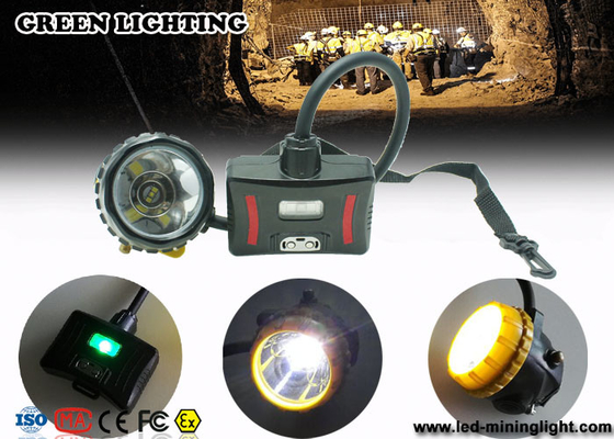 مصباح LED بطريقتين للشحن IP68 Miners Cap مع ضوء تحذير ، 28000lux Superbright