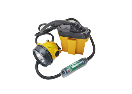 مصباح قبعة أمان لمنقب LED بقوة 25000 لوكس، مصباح قبعة منقب ببطارية SAMSUNG قابلة لإعادة الشحن 10.4 أمبير في الساعة مع ضوء تحذير وامض