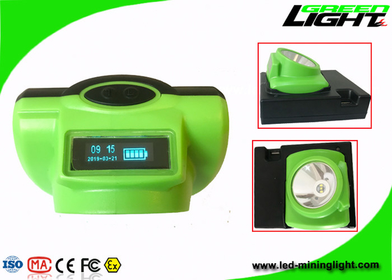 USB شحن 13000lux LED Mining Light PC Beam Safety OLED Screen with Push Button