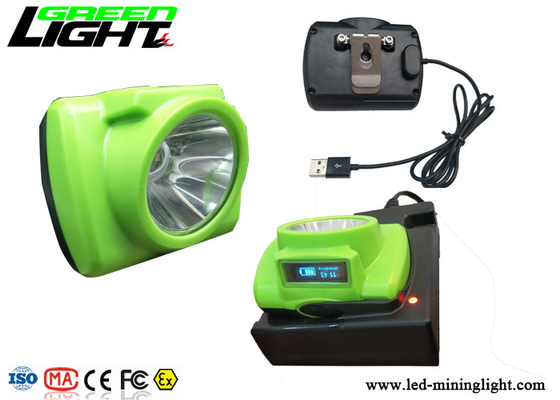 ABS / PC LED Miners Cap Lamp 13000lux دعم USB سريع الشحن مع شاشة OLED
