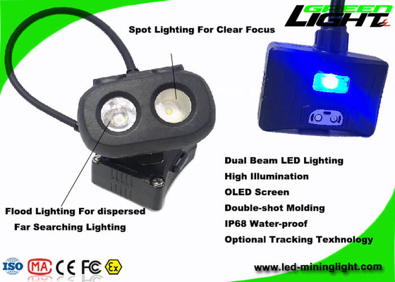 334lum شاشة OLED LED غطاء عمال المناجم مصباح شعاع مزدوج USB شحن 10.4Ah