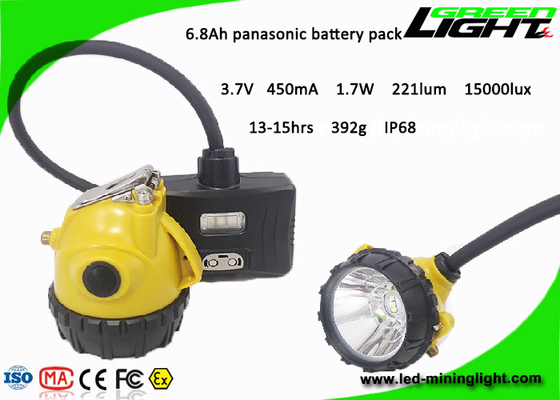 450mA 221lum 15000lux LED Mining Cap Lamp 6.8Ah 3.7V Led Mining Headlamp
