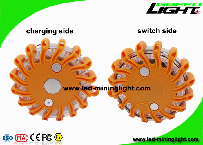 ماء IP65 قابل لإعادة الشحن العنبر LED مشاعل الطريق وامض ضوء تحذير على جانب الطريق مضيئة قرص الطوارئ منارة