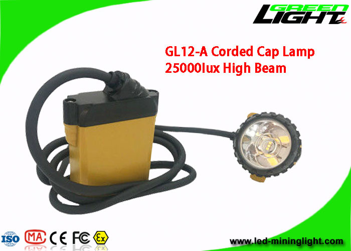 غطاء تعدين الفحم يضيء قبعة صلبة 10.4AH IP68 25000lux شعاع عالي مع شاحن 2A