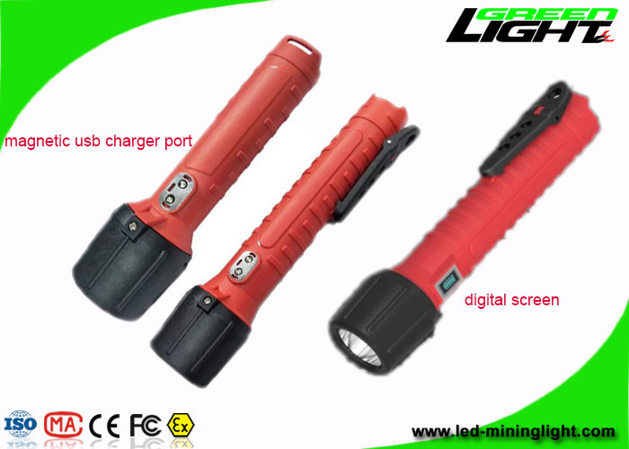 1300Lum LED Flashlight Torch USB شاشة رقمية قابلة لإعادة الشحن IP68 شعلة Led مضادة للانفجار للخارج
